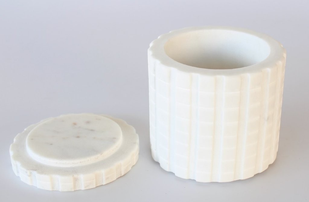 White Marble Cannister With Lid